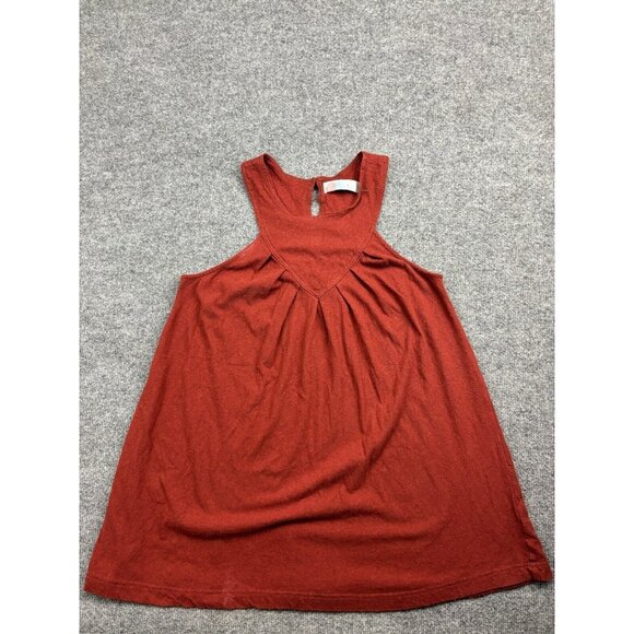 FP Beach Free People Top Women's XS Rust Orange Tank Pleated Button Sleeveless - Picture 1 of 8